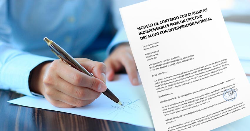 Modelo de contrato con cláusulas indispensables para un efectivo desalojo  con intervención notarial